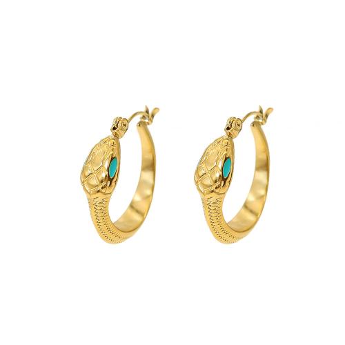 Stainless Steel Leverback Earring, Titanium Steel, 18K gold plated, fashion jewelry & for woman & enamel, golden 
