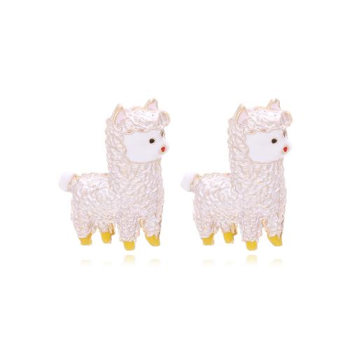 Zinc Alloy Stud Earring, gold color plated, fashion jewelry & for woman & enamel, white 