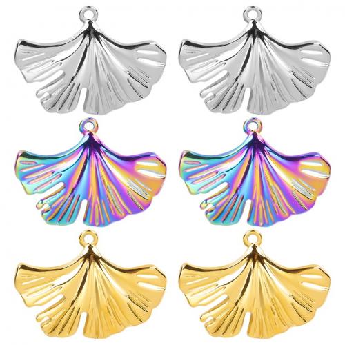 Stainless Steel Leaf Pendant, 304 Stainless Steel, Ginkgo Leaf, Vacuum Ion Plating, fashion jewelry & DIY 