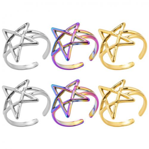 Stainless Steel Finger Ring, 304 Stainless Steel, Star, Vacuum Ion Plating, fashion jewelry & Unisex & hollow US Ring 