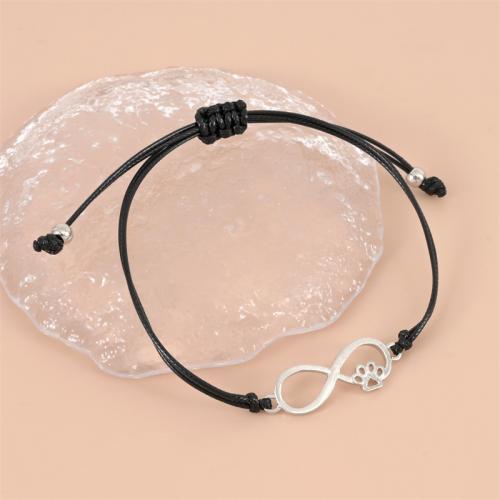 Fashion Create Wax Cord Bracelets, Zinc Alloy, with Wax Cord, plated, fashion jewelry & Unisex Approx 18-30 cm 