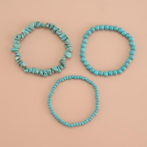 Bracelets turquoises, turquoise, fait à la main, trois pièces & bijoux de mode & pour femme, plus de couleurs à choisir Environ 16-30 cm, Vendu par fixé
