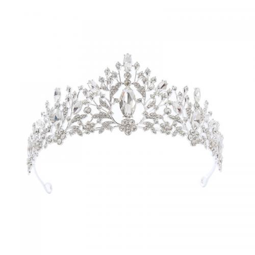 Bridal Tiaras, Zinc Alloy, with Crystal, silver color plated, fashion jewelry & for woman, silver color, Inner Approx 145mm 