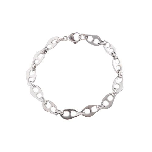 Stainless Steel Chain Bracelets, 304 Stainless Steel, polished, fashion jewelry & Unisex, original color, 7.7mm 