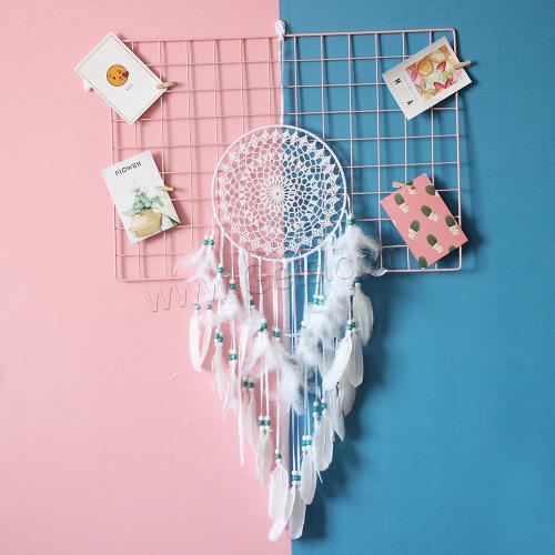 Fashion Dream Catcher, Feather, with Cloth & Iron, handmade, for home and office, white, 950mm 