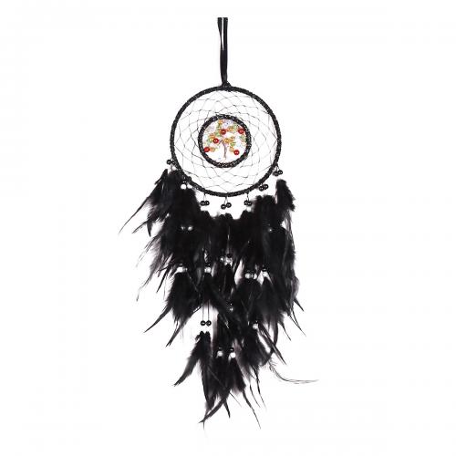 Fashion Dream Catcher, Feather, with Rattan & Nylon & Iron, handmade, for home and office, black, 480mm 