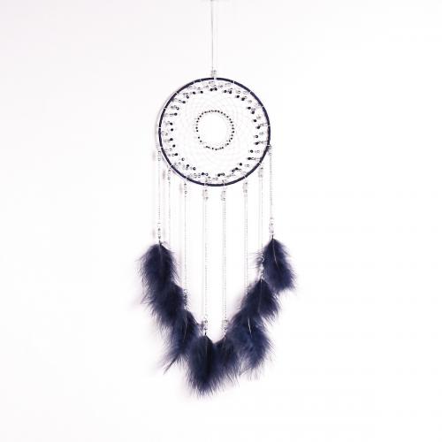 Fashion Dream Catcher, Feather, with Rattan & Nylon & Iron, handmade, for home and office, mixed colors, 590mm 