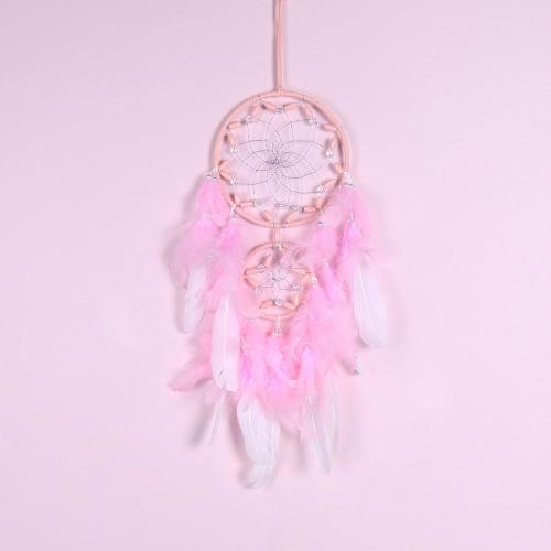 Fashion Dream Catcher, Feather, with Rattan & Nylon & Iron, handmade, for home and office, pink, 460mm 