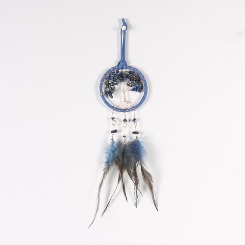 Fashion Dream Catcher, Feather, with Natural Gravel & Rattan & Nylon & Iron, Tree, handmade, for home and office 345mm 