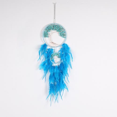 Fashion Dream Catcher, Feather, with Natural Gravel & Rattan & Nylon & Iron, Tree, handmade, for home and office 680mm 