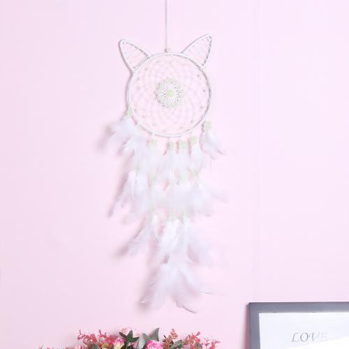 Fashion Dream Catcher, Feather, with Rattan & Nylon & Iron, handmade, for home and office & luminated, white, 680mm 
