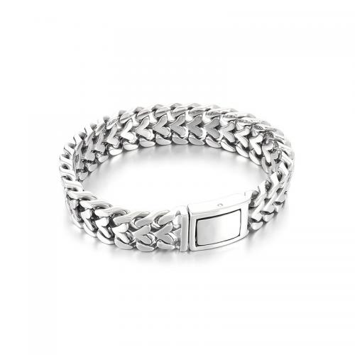 Stainless Steel Chain Bracelets, 304 Stainless Steel, polished, fashion jewelry & for man, original color mm cm 