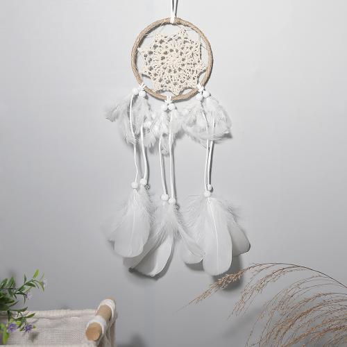 Fashion Dream Catcher, Feather, with Rattan & Nylon & Iron, handmade, for home and office, white, 350mm 