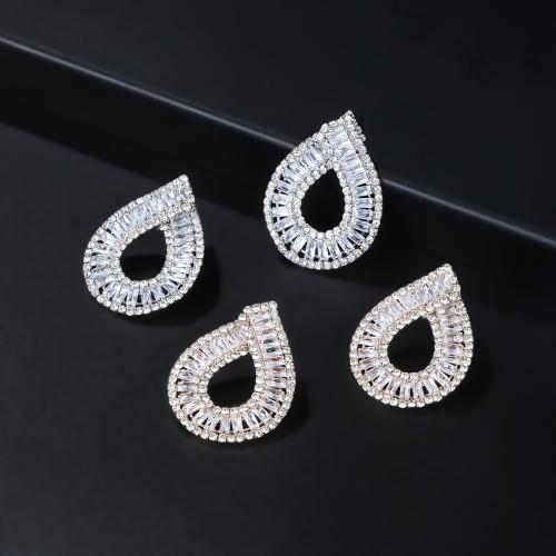 Cubic Zirconia Micro Pave Brass Earring, Teardrop, fashion jewelry & micro pave cubic zirconia & for woman 