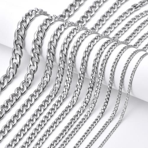 Collar de cadena de acero inoxidable, acero inoxidable 304, chapado, unisexo & diverso tamaño para la opción, color original, Vendido por UD