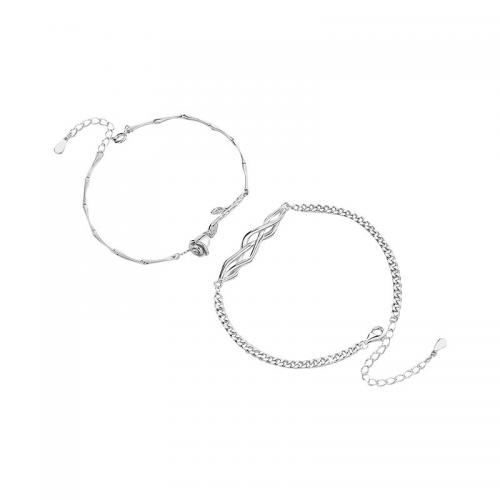 925 Sterling Silver Couple Bracelet, Rose, platinum plated & for couple 