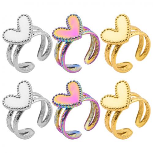 Stainless Steel Finger Ring, 304 Stainless Steel, Heart, Vacuum Ion Plating, fashion jewelry & Unisex US Ring 