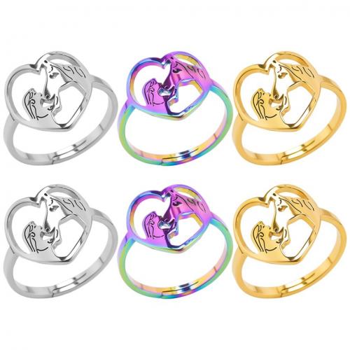 Stainless Steel Finger Ring, 304 Stainless Steel, Heart, Vacuum Ion Plating, fashion jewelry & Unisex & hollow US Ring 