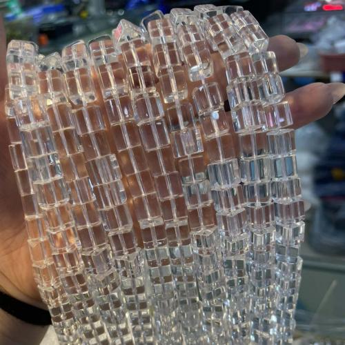Abalorios de Cristal con Forma de Cubo, Cuadrado, Bricolaje & diverso tamaño para la opción, Cristal claro, longitud:aproximado 38 cm, Vendido por Sarta