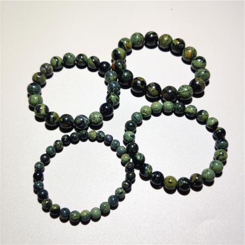 Gemstone Bracelets, Kambaba Jasper, Round, polished, fashion jewelry & Unisex deep green Approx 18 cm 