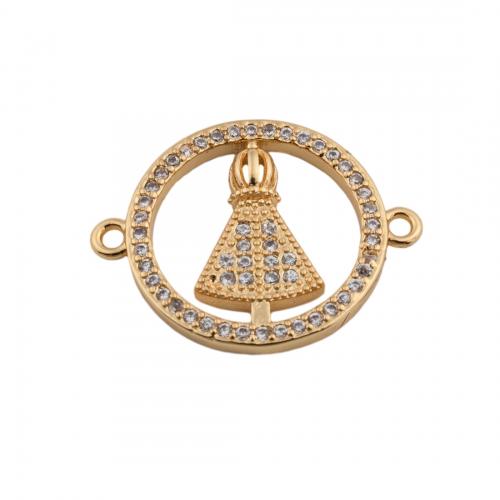 Cubic Zirconia Micro Pave Brass Connector, 14K gold plated, DIY & micro pave cubic zirconia Approx 1.5mm 