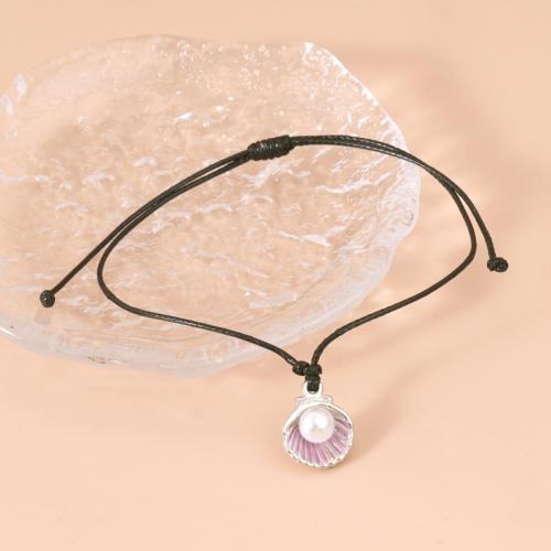 Mode créer Bracelets cordon de cire, alliage de zinc, avec corde de cire & perle de plastique, fait à la main, Longueur réglable & bijoux de mode & pour femme, plus de couleurs à choisir Environ 16-30 cm, Vendu par PC