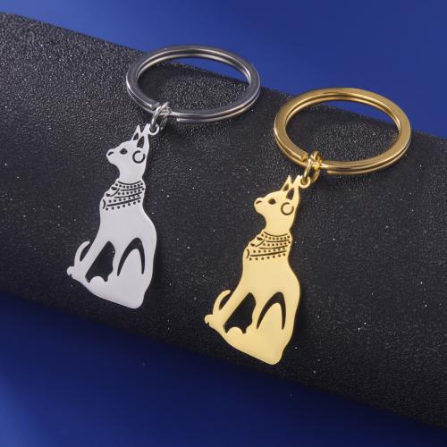 Stainless Steel Key Chain, 304 Stainless Steel, Dog, Vacuum Ion Plating, fashion jewelry & Unisex 