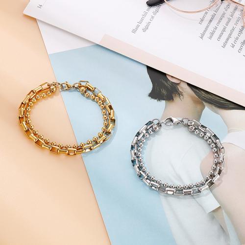 Titanium Steel Bracelet & Bangle, Vacuum Ion Plating, Double Layer & fashion jewelry & for woman 5mm Approx 7.87 Inch 