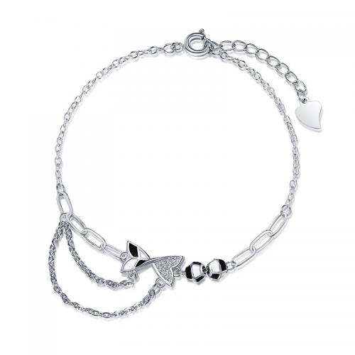 Bracelets en laiton, avec 1.18inch chaînes de rallonge, Noeud papillon, Placage, bijoux de mode & pour femme Environ 6.3 pouce, Vendu par PC