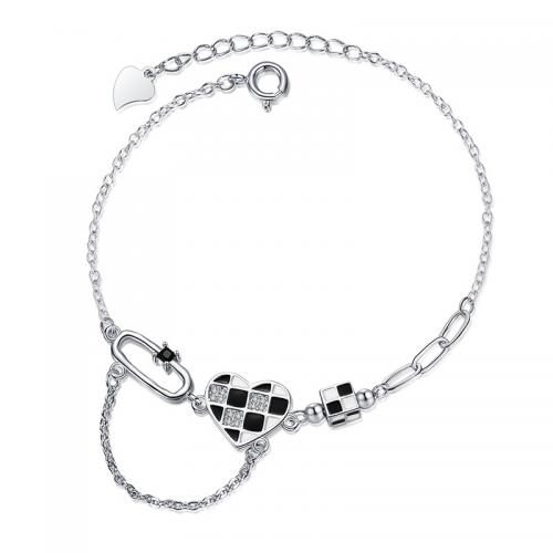 Bracelets en laiton, avec 1.18inch chaînes de rallonge, coeur, Placage, bijoux de mode & pour femme Environ 6.3 pouce, Vendu par PC