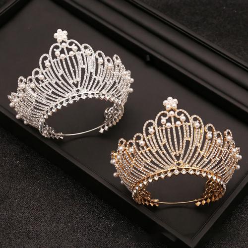 Bridal Tiaras, Zinc Alloy, with Plastic Pearl, plated, for children & with rhinestone 