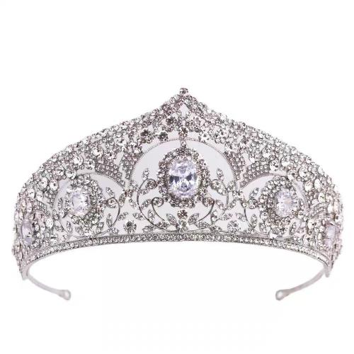 Bridal Tiaras, Zinc Alloy, silver color plated, for woman & with rhinestone, silver color, Inner Approx 155mm 