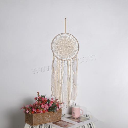 Fashion Dream Catcher, Feather, with Rattan & Nylon & Iron, handmade, for home and office, white, 1020mm 
