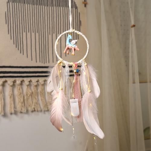 Fashion Dream Catcher, Feather, with Nylon & Iron, Unicorn, handmade, for home and office 300mm 
