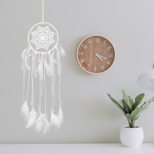 Fashion Dream Catcher, Feather, with Lace & Nylon & Iron, handmade, for home and office, white, 610mm 