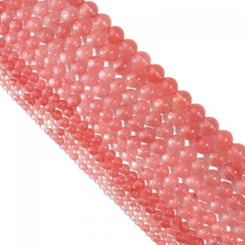 Perle en Quartz cerise, rouge de cerise, Rond, DIY & normes différentes pour le choix, rose Environ 38 cm, Vendu par brin