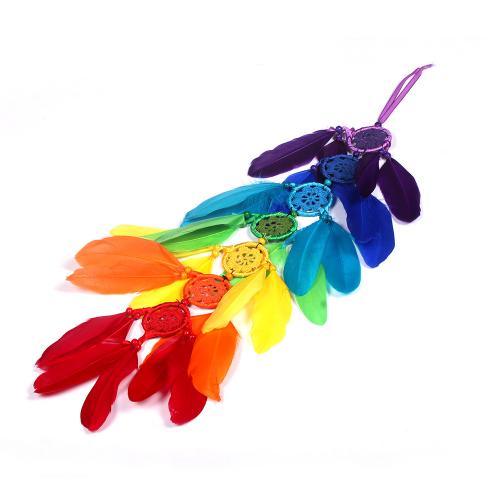 Fashion Dream Catcher, Feather, with Cotton Thread & Wood & Iron, handmade, for home and office, multi-colored, 660mm 
