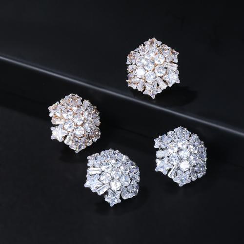Cubic Zirconia Micro Pave Brass Earring, Hexagon, fashion jewelry & micro pave cubic zirconia & for woman 