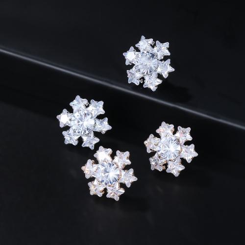 Cubic Zirconia Micro Pave Brass Earring, Flower, fashion jewelry & micro pave cubic zirconia & for woman 