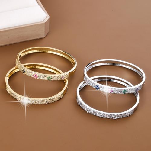 Ouverture Bracelets en cuivre, laiton, Placage, bijoux de mode & pavé de micro zircon & pour femme, plus de couleurs à choisir, Vendu par PC
