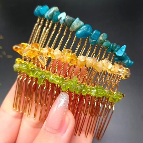 Decorative Hair Combs, Iron, with Quartz, handmade & for woman 