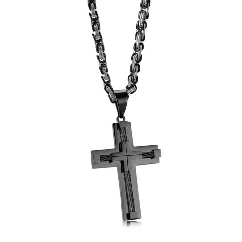 Stainless Steel Jewelry Necklace, 304 Stainless Steel, Cross, polished, Unisex Approx 50 cm 