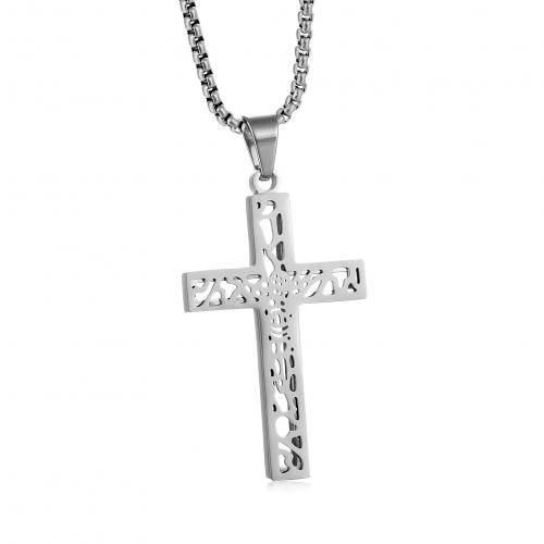 Stainless Steel Jewelry Necklace, 304 Stainless Steel, Cross, polished, Unisex Approx 50 cm 