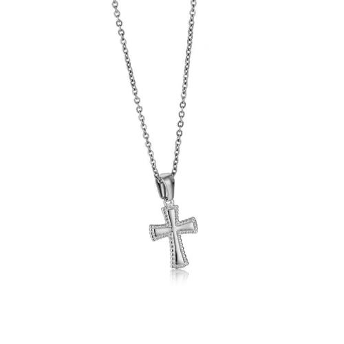 Edelstahl Schmuck Halskette, 304 Edelstahl, Kreuz, poliert, unisex, keine, Länge:ca. 50 cm, verkauft von PC
