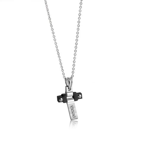 Cubic Zirconia Stainless Steel Necklace, 304 Stainless Steel, polished, Unisex & micro pave cubic zirconia Approx 50 cm 