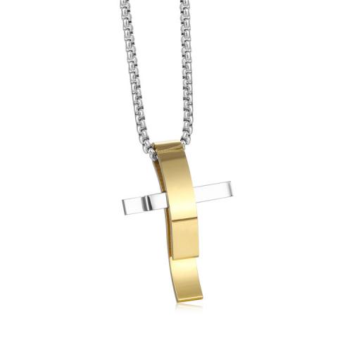 Stainless Steel Jewelry Necklace, 304 Stainless Steel, Cross, polished, Unisex PENDANT-45 * 30mm Approx 50 cm 