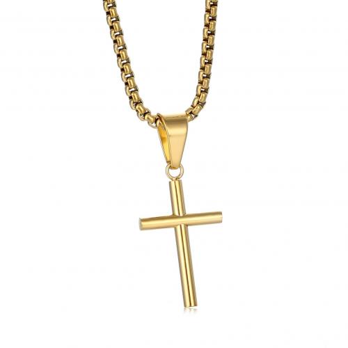 Stainless Steel Jewelry Necklace, 304 Stainless Steel, Cross, polished, Unisex PENDANT-26 * 15mm Approx 50 cm 