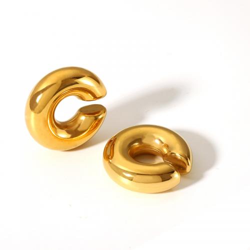 Stainless Steel Clip Earrings, 304 Stainless Steel, Vacuum Ion Plating, fashion jewelry & for woman, golden 