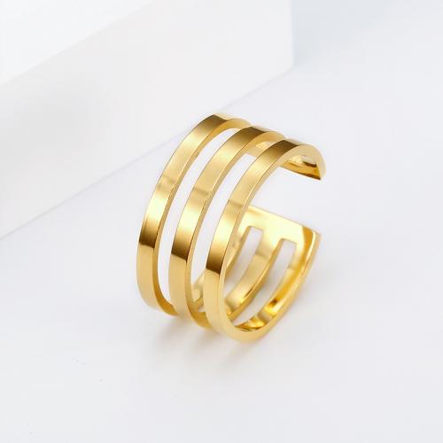 Anillo de dedo de acero Titanium de, Partículas de acero, Joyería & para mujer & hueco, dorado, Vendido por UD