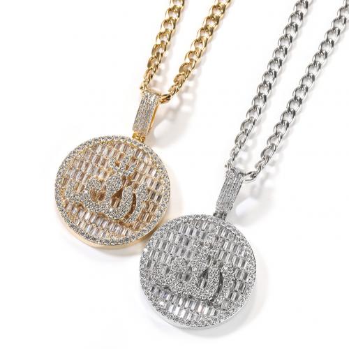 Cubic Zircon Micro Pave Brass Necklace, with 304 Stainless Steel Chain, plated, fashion jewelry & micro pave cubic zirconia & for man Approx 24 Inch 